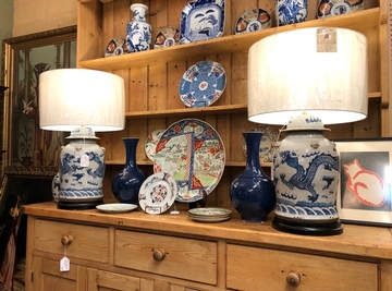 Artisan Made Blue and White Dragon Jar Lamp